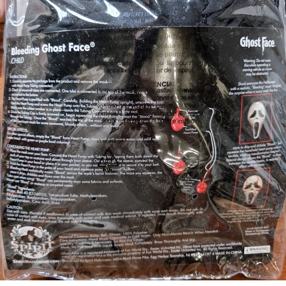 Spirit Halloween Bleeding Ghost Face Costume Child Medium 8-10 Scream Mask Robe